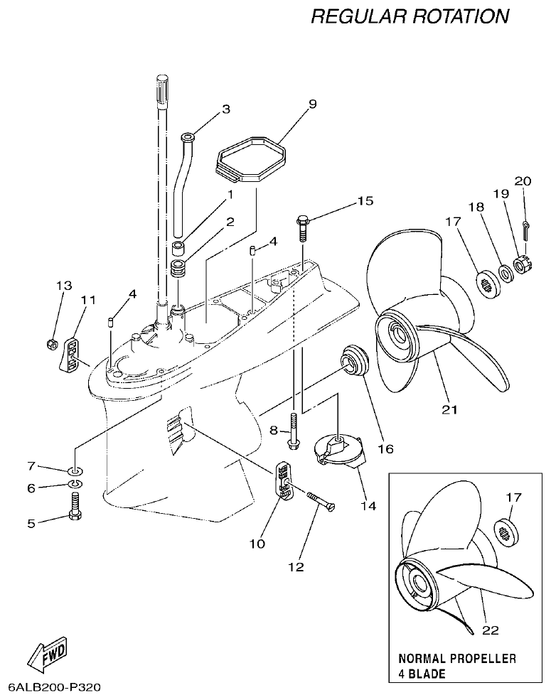Yamaha F200CET, F225BET, FL200CET, FL225BET LOWER CASING & DRIVE 2 parts diagram